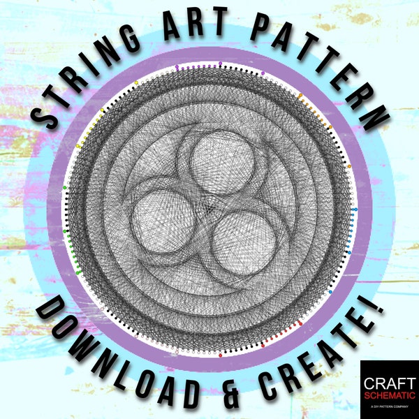 Geometric Circles, Mandala, String art template PDF, String art digital kit, string art DIY gift, string art patterns PDF, home/studio art