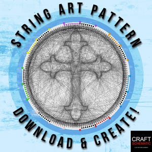 Cross, String art template PDF, String art digital kit, string art DIY gift, string art patterns PDF, home or studio wall art