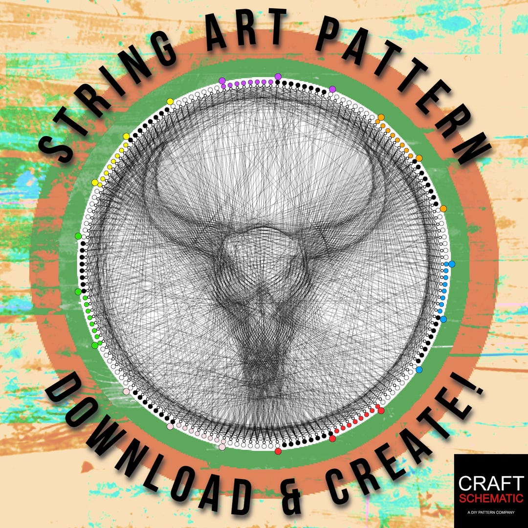 Cow Skull String Art Template: DIY Digital Kit (PDF) - Etsy