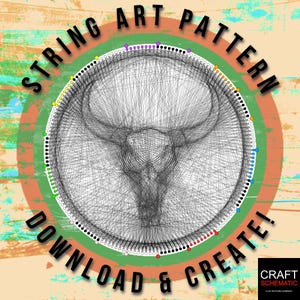 Cow Skull, String art template PDF, String art digital kit, string art DIY gift, string art patterns PDF, home or studio wall art