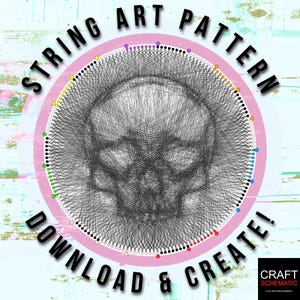 Skull String Art Pattern PDF, DIY Gift Idea, Printable Craft Kit, Easy Home Decor, Digital Art Design
