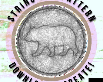 Bear, Outline, String art template PDF, String art digital kit, string art DIY gift, string art patterns PDF, home or studio wall art