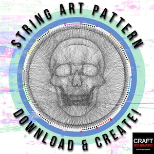Skull, String art template PDF, String art digital kit, string art DIY gift, string art patterns PDF, home or studio wall art