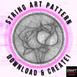 Roses, Flowers, String art template PDF, String art digital kit, string art DIY gift, string art patterns PDF, home or studio wall art image 1