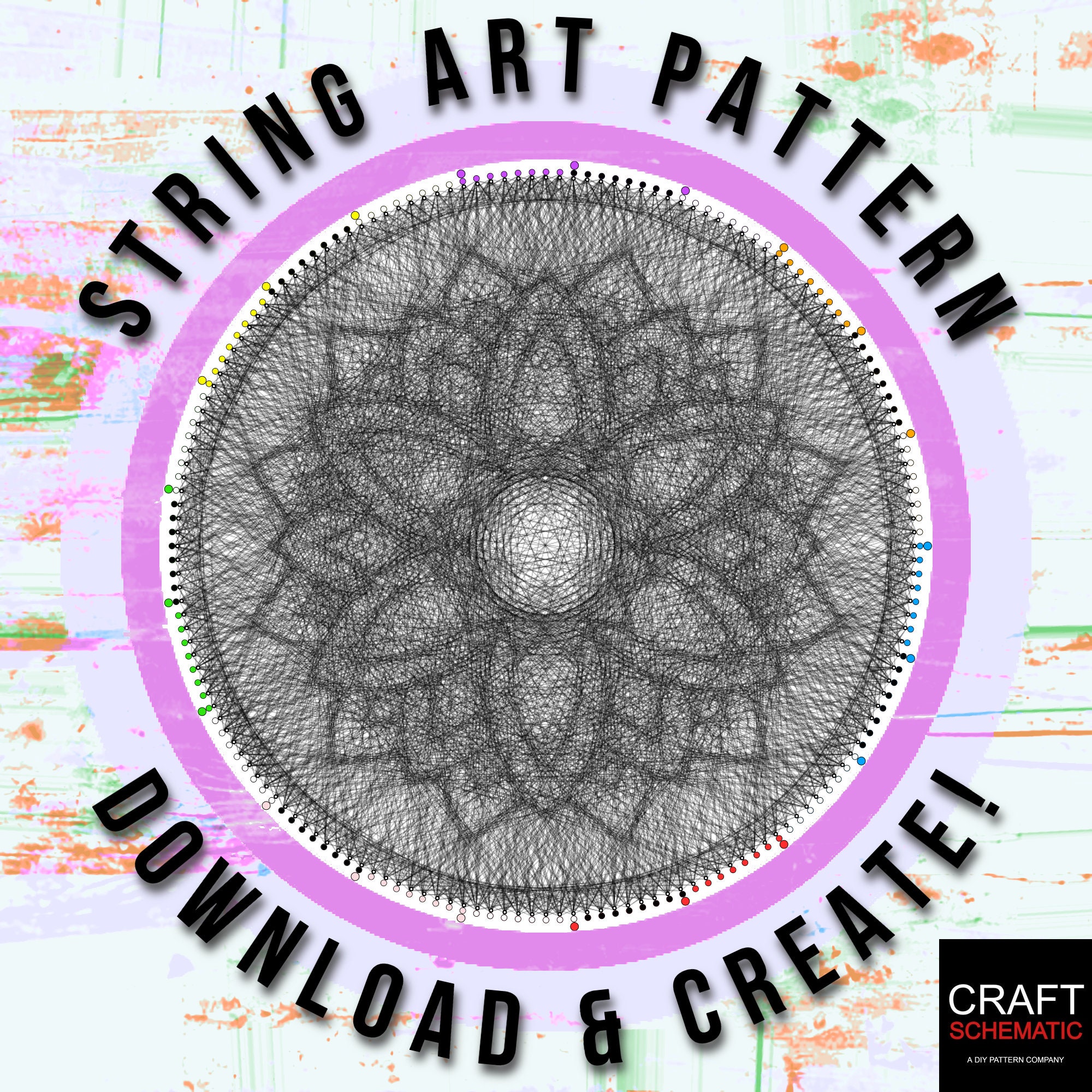 Wood Stitched String Art Kit with Shadow Box Cube - adult or kids craft -  craft kits for teens - string art kit for adults - 3d string art - 3d string