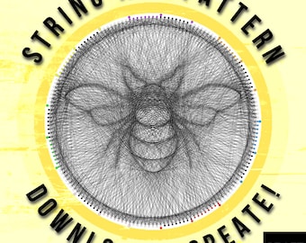 Bee, String art template PDF, String art digital kit, string art DIY gift, string art patterns PDF, home or studio wall art