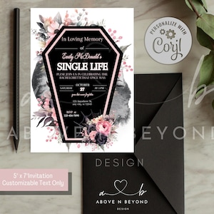 RIP Single Life Bachelorette Invitation: Gothic Party Invite (Edit, Download)