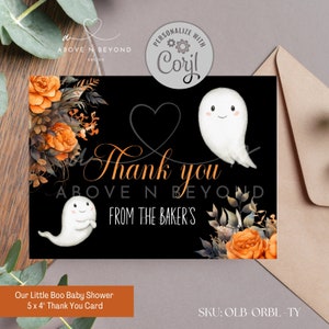 Ghost Halloween Baby Shower Thank You Card (Digital Download)