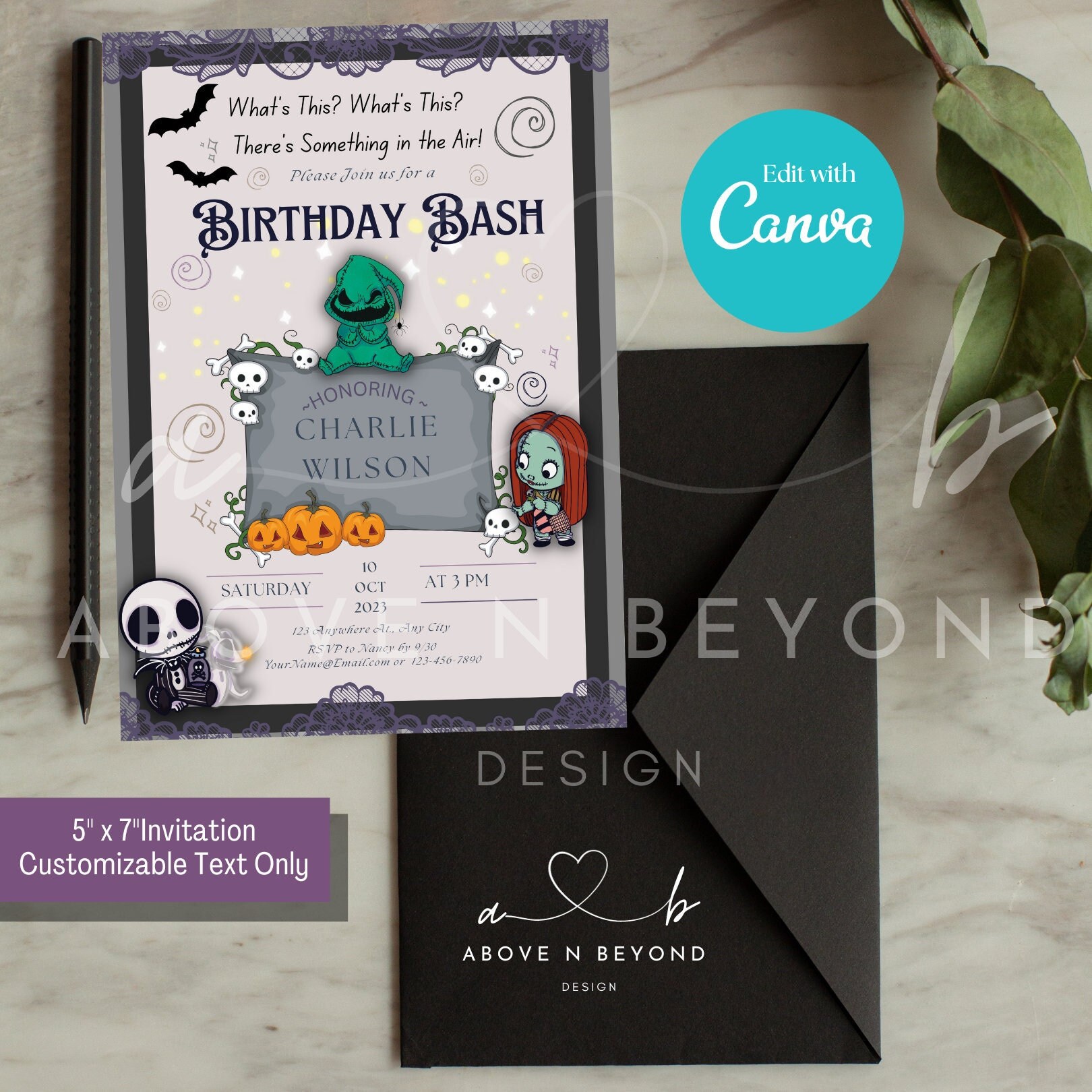 Editable Nightmare Before Christmas Birthday Invitation, Nightmare Before Christmas Birthday ...