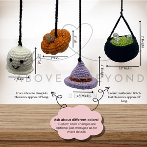 Halloween Car Ornament | Crochet Ghost Swinging Hanging Decor | Halloween Decor | Car Charm | Crochet Car Decoration | Crochet Witch Decor