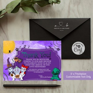 Bearbeitbares Nightmare Valentine Lock, Schock, und Barrel-Baby-Dusche-Dankeschön-Karten. Einladen, Corjl