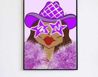 TCU, Preppy Cowgirl Digital Prints, College Prints, Preppy Prints, Preppy Decor Wall Art, Wall Prints