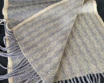 Handwoven Silk Scarf in neutral colors, OOAK Artisan woven Silk Scarf