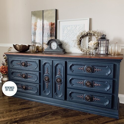 Navy Refinished Dresser || Sample Piece - Message to Order! - Etsy Navy Refinished Dresser || Sample Piece - Message to Order! - Etsy