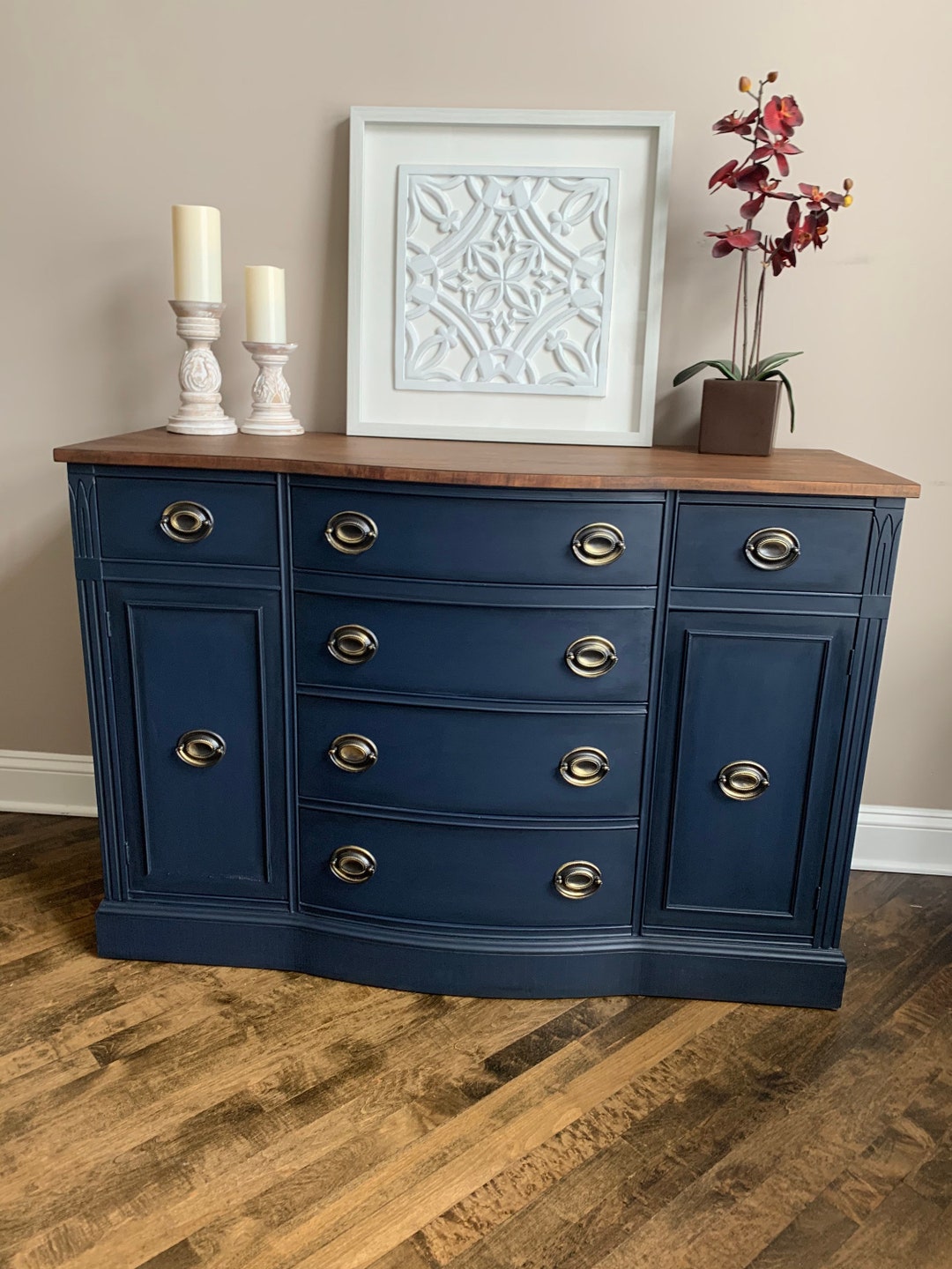 Dark blue buffet table discount