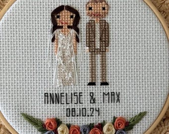 Custom Cross Stitch Wedding Portrait