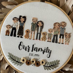 Custom Cross Stitch Family Portrait