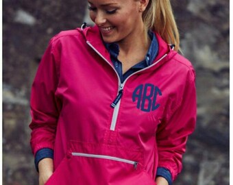 Monogrammed Rain Jacket | Quarter Zip Rain Coat | Pack N Go Rain Jacket