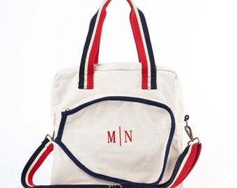 Monogrammiert aus Segeltuch Pickleball Tasche | Personalisierte Sporttasche