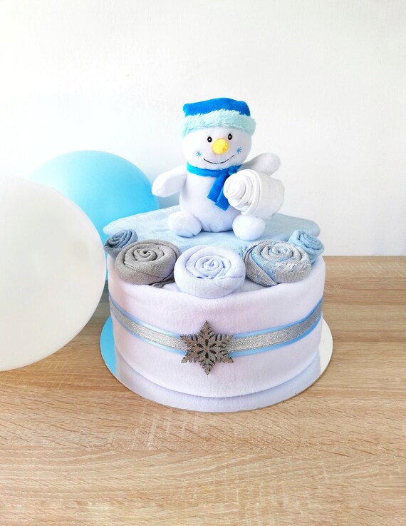 snowman diaper cake