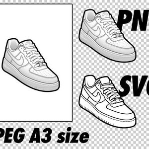 Air Force 1 Triple White JPEG PNG SVG Digital Download Sneaker | Etsy