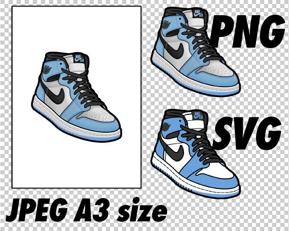 J1 University Blue JPEG PNG SVG Digital Download Sneaker Art - Etsy