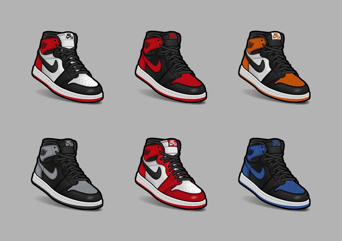 Digital download Air Jordan 1 Group of 6 Sneaker Art Poster Etsy