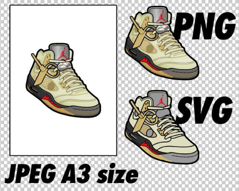 J5 off White Sail JPEG PNG SVG Digital Download Sneaker Art - Etsy
