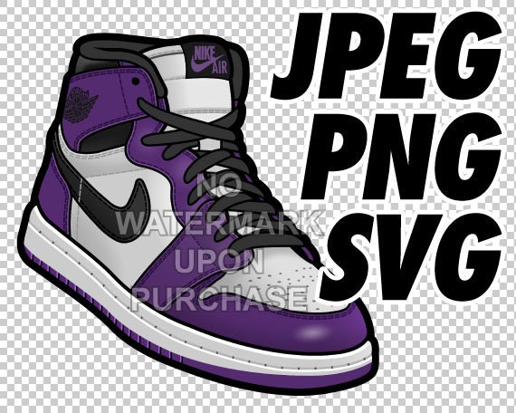 Air Jordan 1 Court Purple JPEG PNG SVG Digital Download | Etsy