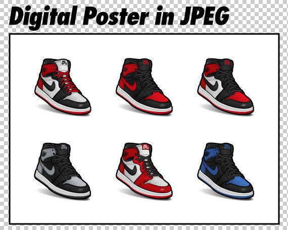 Descarga digital Air Jordan Grupo de Sneaker Art Poster en Etsy España