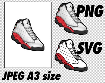 Air Jordan 13 White Red JPEG PNG SVG 