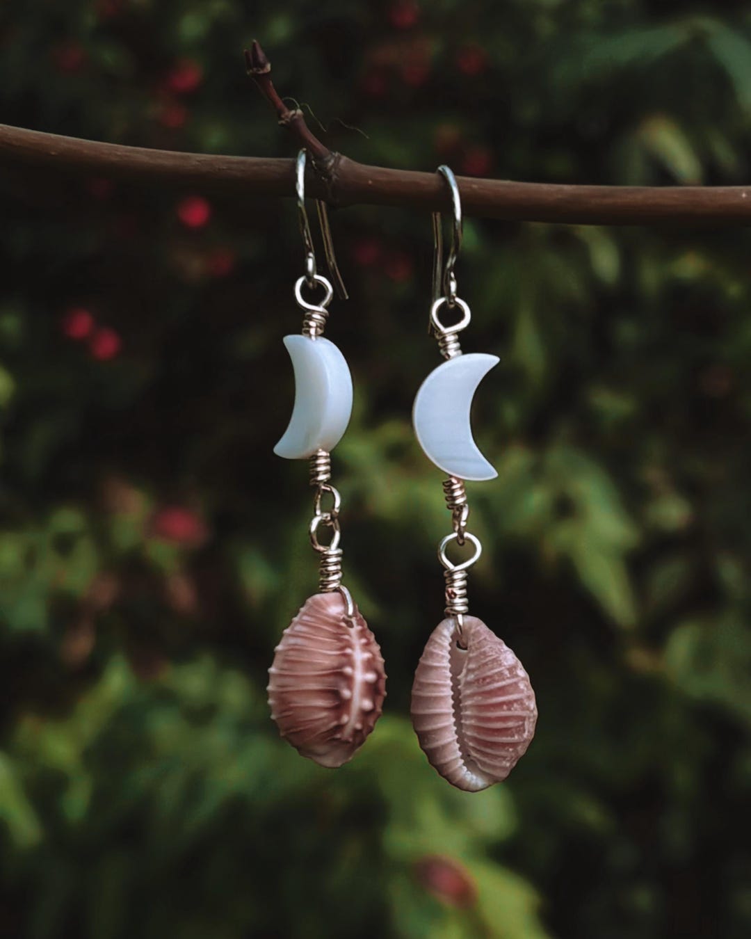 Pink Cowrie Shell Earrings - Etsy