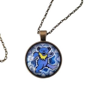 Grateful Dead Dancing Bear Nostalgic Necklace Antique Brass Chain