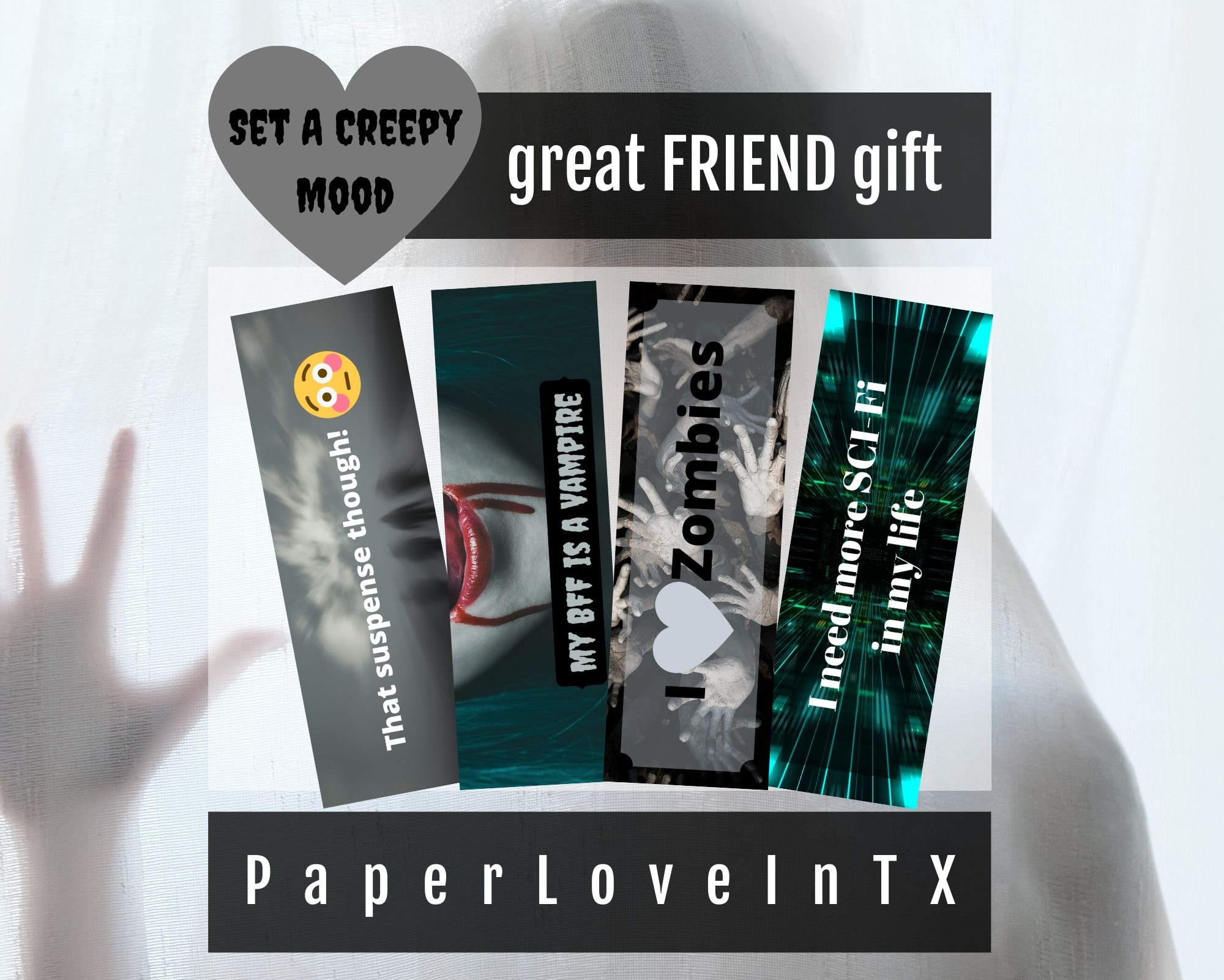 Printable Bookmarks with Dark Sci-Fi, Fantasy, Suspense, EMO Theme ...