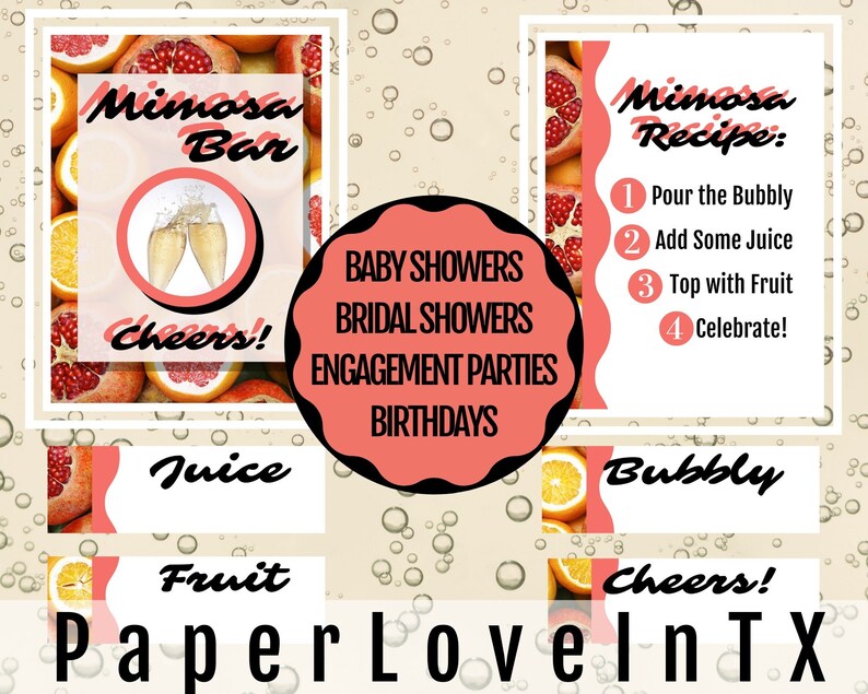 Mimosa Bar Citrus Pomegranite Printables DIY Bundle - Etsy