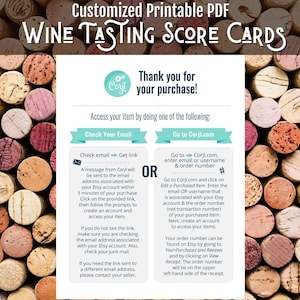 Editable Wine Tasting Score Card Printable PDF Digital Download 8.5x11 ...