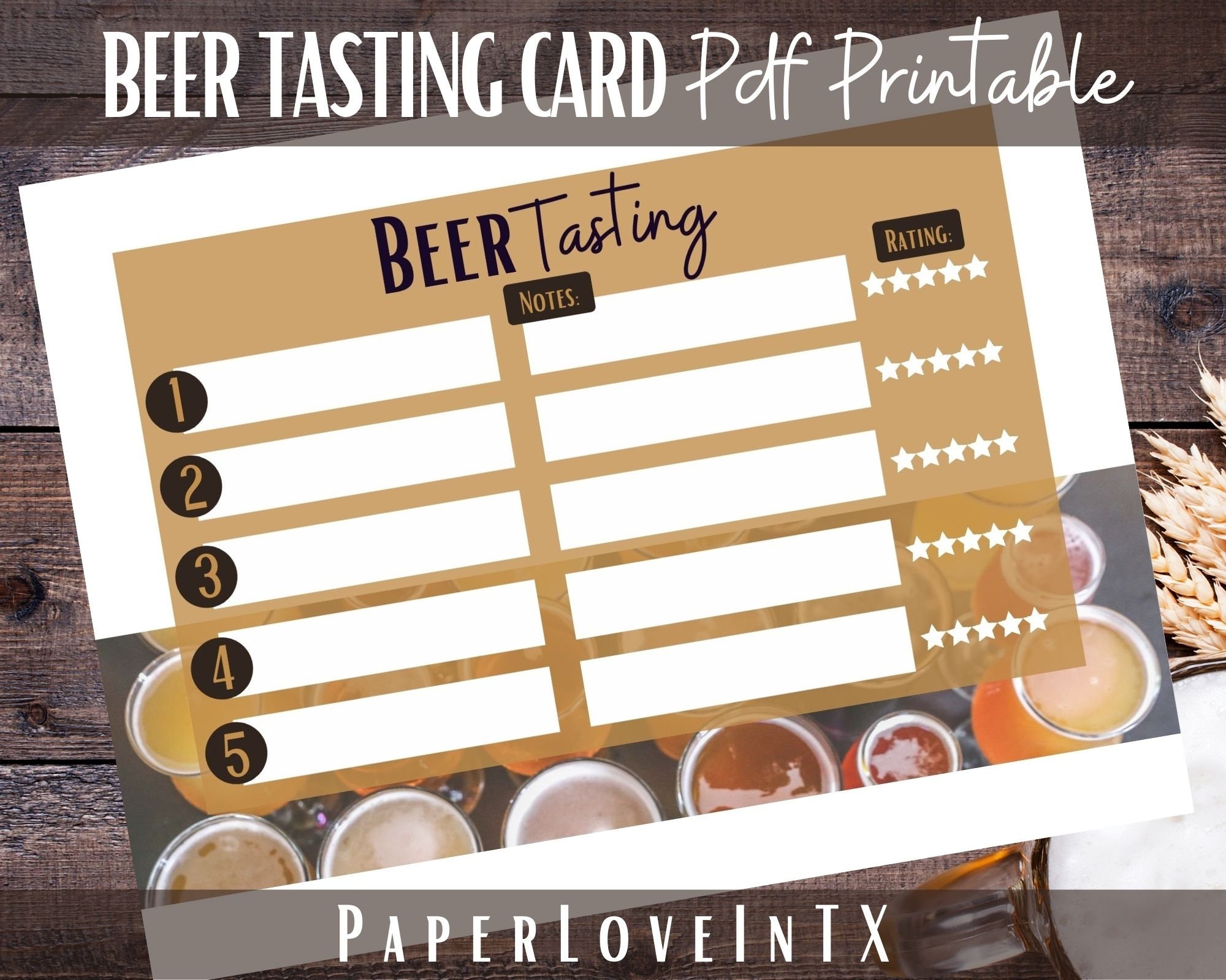 Beer Tasting Score Card PDF Printable Letter Size 8.5x11 Etsy UK
