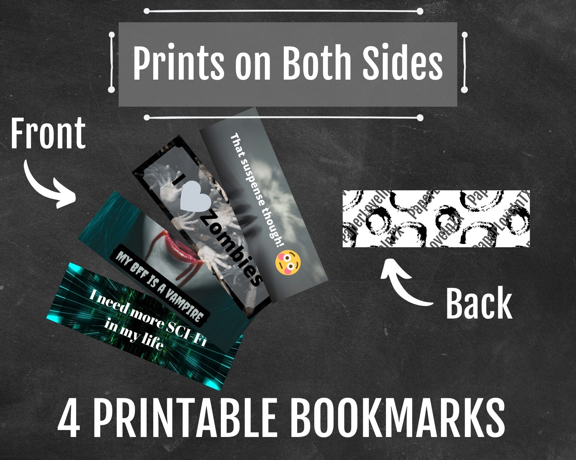 Printable Bookmarks with Dark Sci-Fi, Fantasy, Suspense, EMO Theme ...