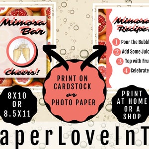 Mimosa Bar Citrus Pomegranite Printables DIY Bundle