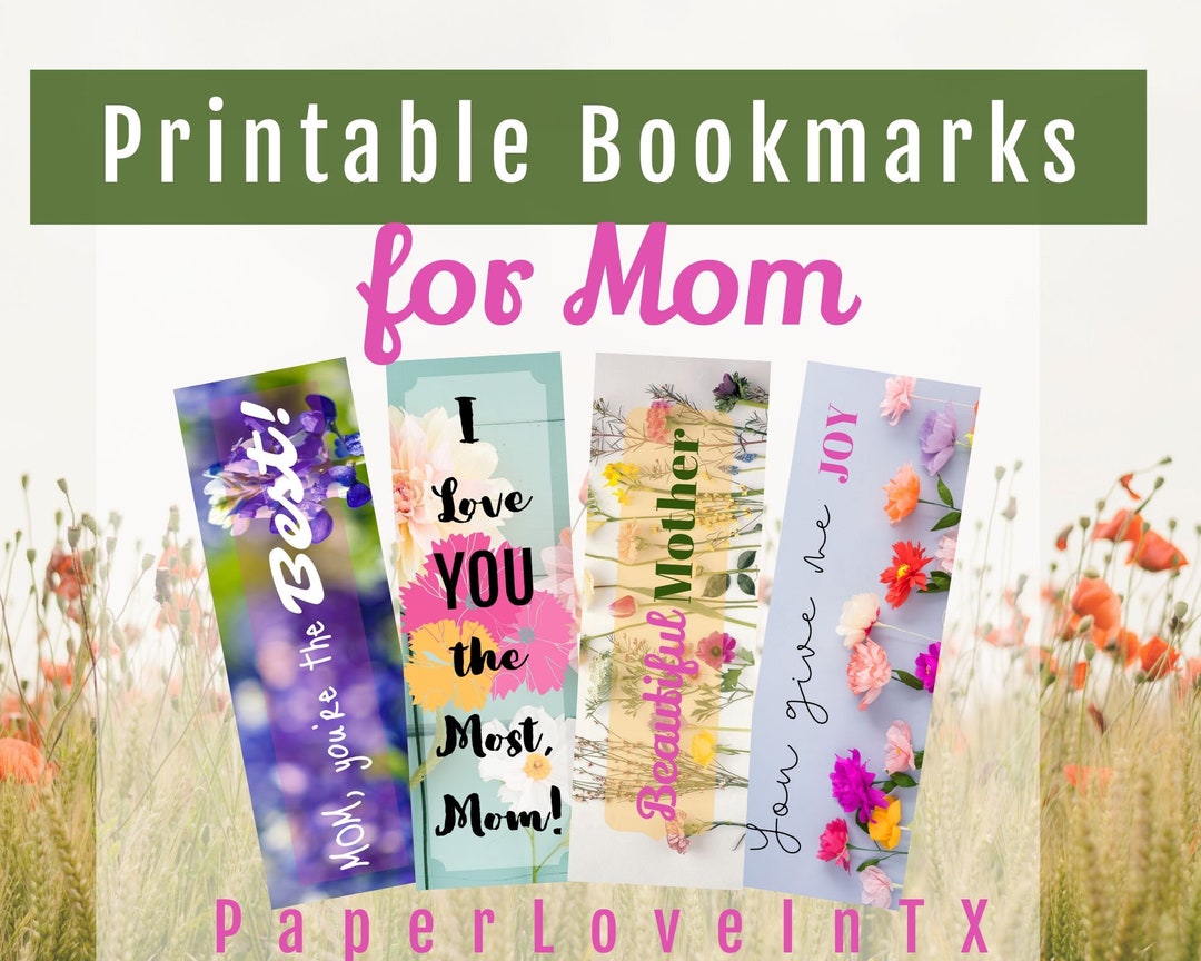 Printable Bookmarks for Mother's Day With Floral Prints 2sided PDF Etsy