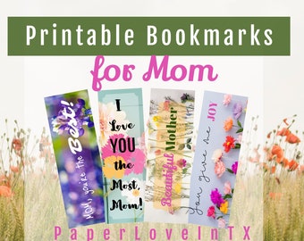 Printable Bookmarks for Mother's Day with floral prints 2-sided PDF