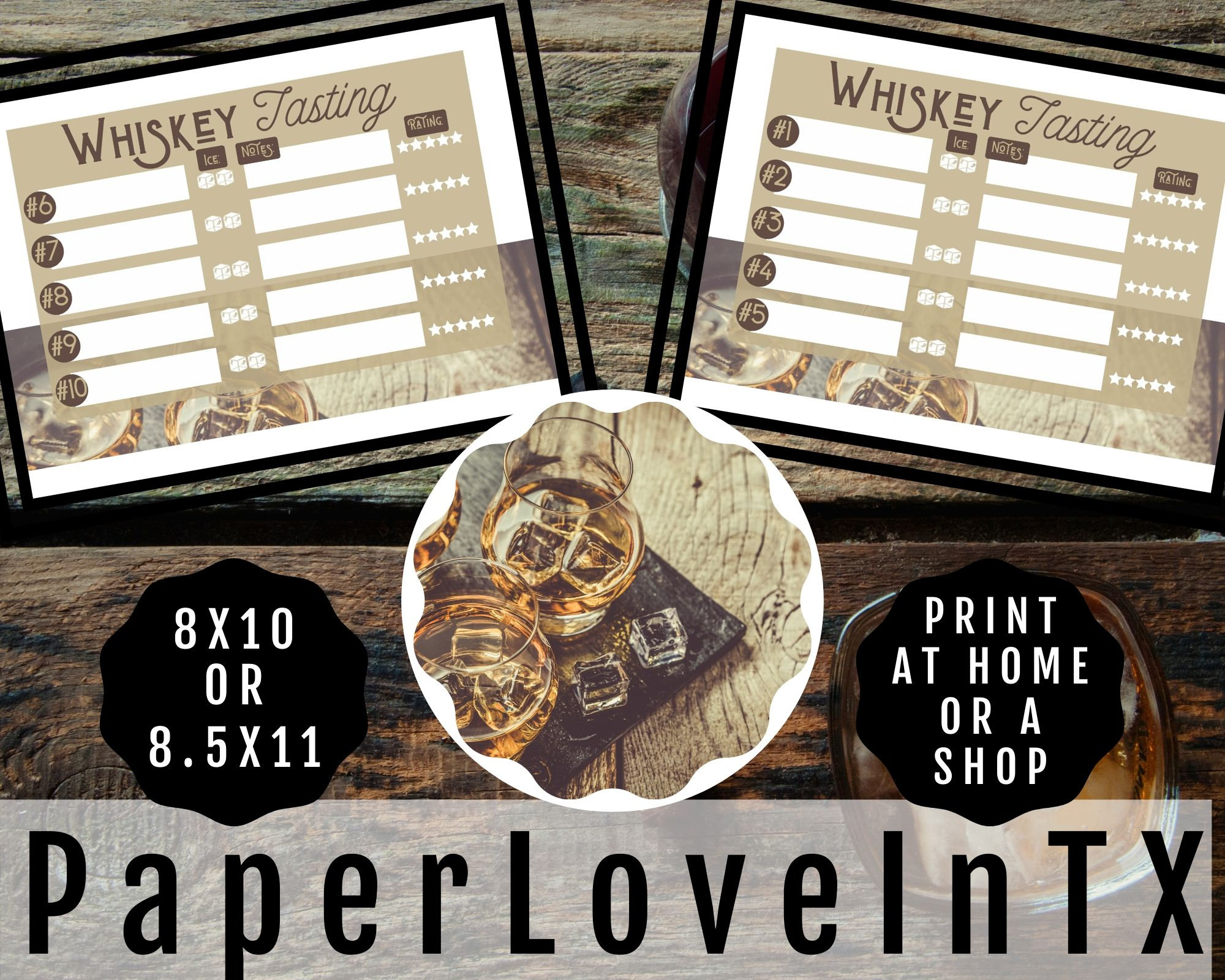 Editable Whiskey Tasting Score Card Printable PDF 8.5x11" and 8x10" for ...