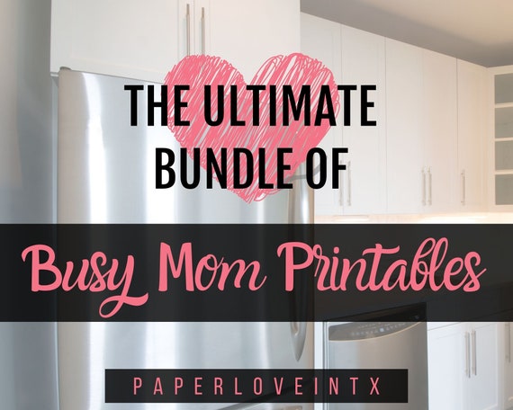 Ultimate Busy Mom Printable Bundle with weekly schedule, boredom, solutions, hunger solutions, meal planner PDF Digital Downloads Package
