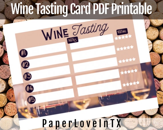 Wine Tasting Score Card Printable PDF Digital Download | Etsy