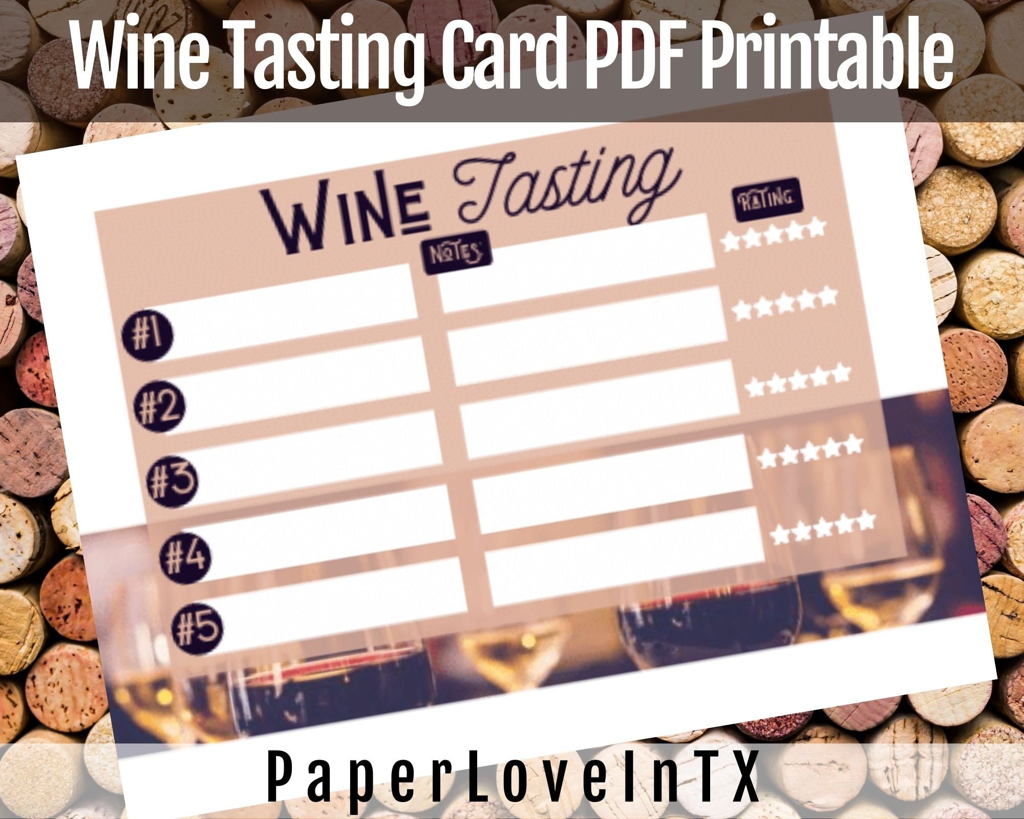 Wine Tasting Score Card Printable PDF Digital Download - Etsy