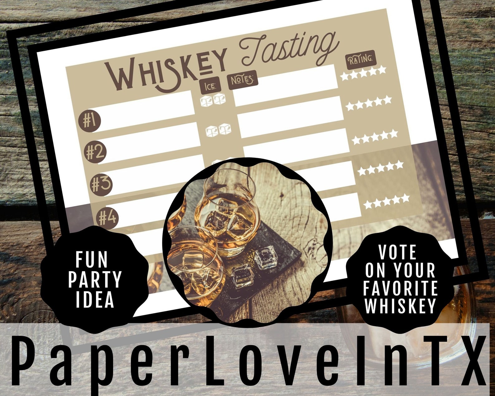 Editable Whiskey Tasting Score Card Printable PDF 8.5x11" and 8x10" for ...