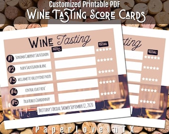 Scheda punteggio degustazione di vini modificabile PDF stampabile Download digitale 8,5x11" e 8x10" per 10 campioni di vino
