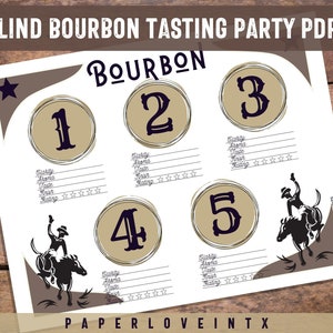 Blind Bourbon Tasting Printable Party Pack PDFs, Framable Welcome Sign, Tasting Instructions, Bottle Tags, Score Cards for 5-10 selections