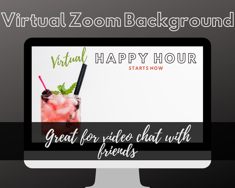 Virtual Happy Hour Background With Cocktail for Zoom Video Conferencing