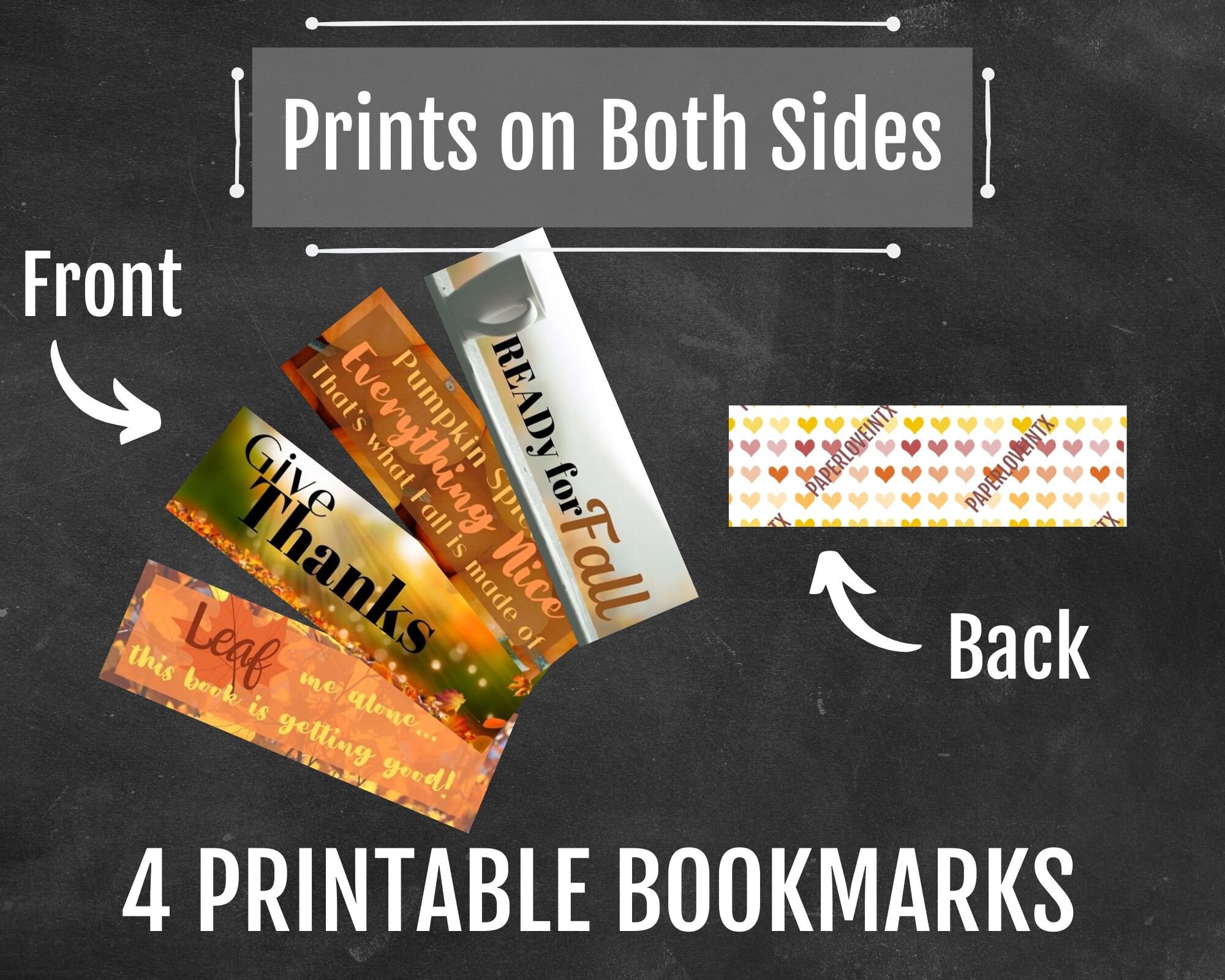 Printable Bookmarks With Fall Autumn Theme With Leaves, Gratitude ...